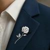 Polished Finish Rose Flower Brooch Metal Suit Coat Badge Luxury Lapel Pins  Women Men