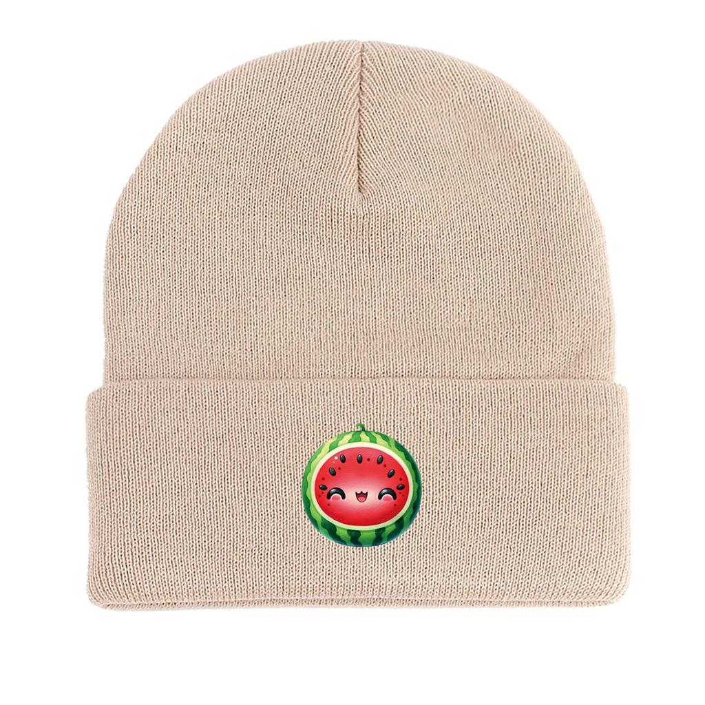 Cartoon Watermelon Winter Knitted Hat Beanie, Fruit Skull Cap Thermal Stretchy Sporting Headwear Knitted Cap Beanie