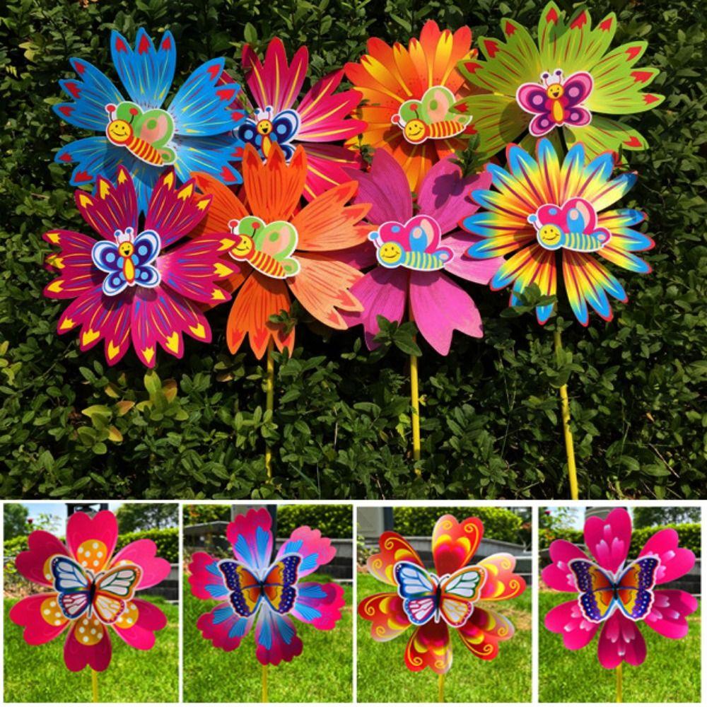 Multistyles Flower Butterfly Windmill Colorful Standing Lawn Flower Pinwheel Picnic Decor Toys