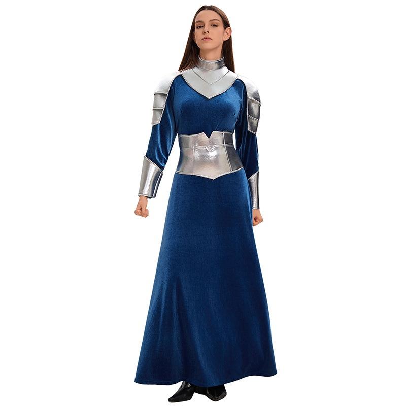 Новые Хэллоуинские костюмы для выступлений Женское платье выше колена синего цвета Костюмы для выступлений цвета шалфея