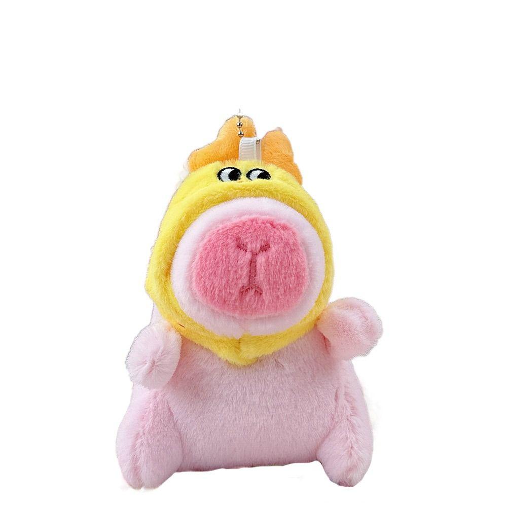 Pink Plush Capybara Doll Toy Stuffed Animals Keychain Pendant Car Ornament Bag Decoration Cartoon Capybara Doll Birthday Gift