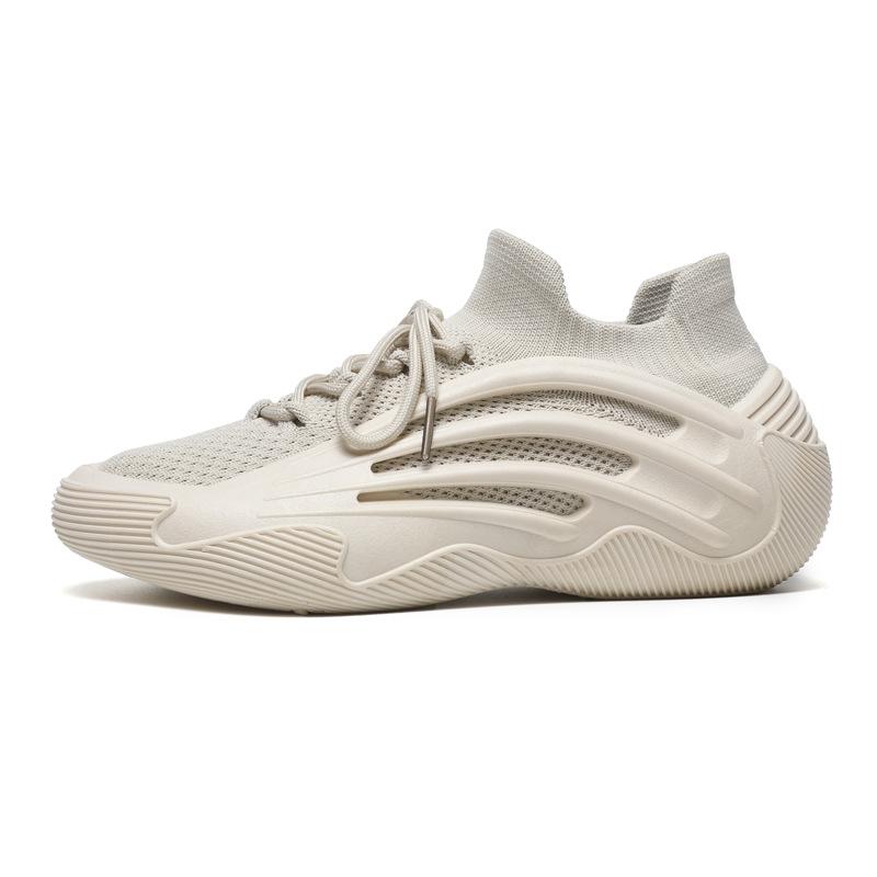 Retro Fly-woven Shoes for Women's Spring and Summer New Thick-soled Non-slip Comfortable Breathable Elastic Casual Sports Shoes for Women