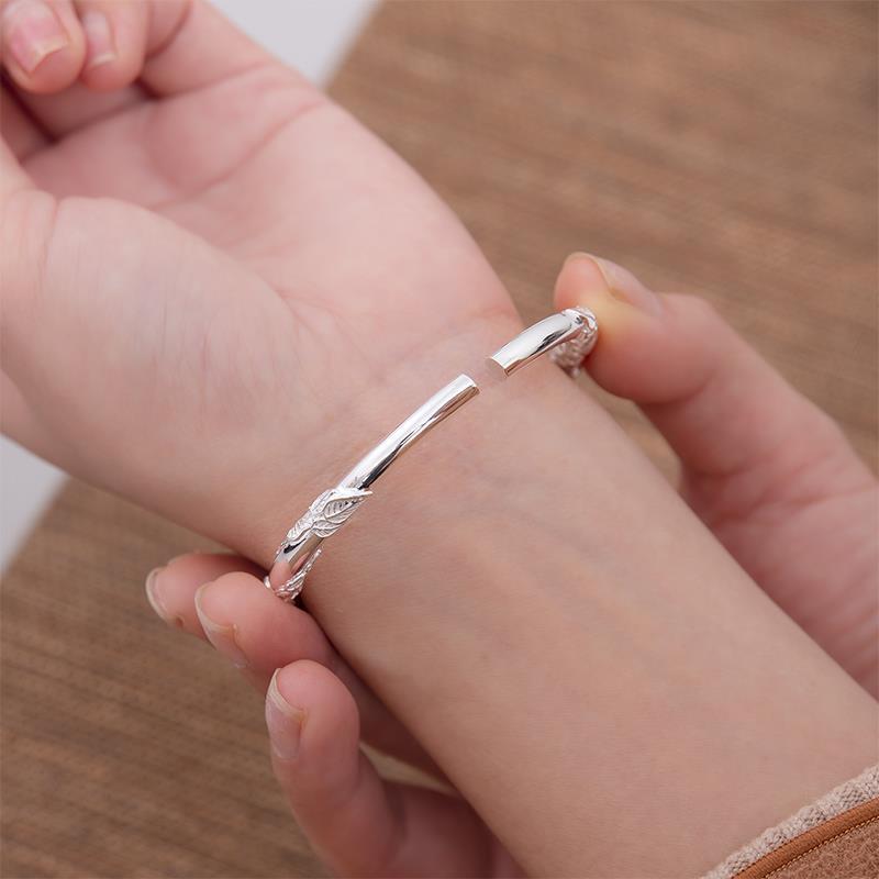 Белый Медный Посеребренный Цветочный Браслет-Манжета - Коллекция Три Жизни Три Мира Универсальный Браслет для Женщин
