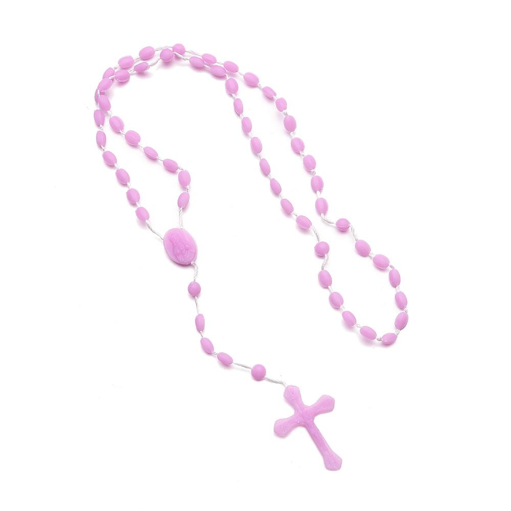 Светящееся католическое пластиковое ожерелье-четки, ожерелье, религиозный светящийся крест