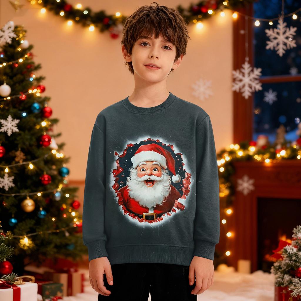 Рождественский свитшот для мальчиков и девочек, уродливая рождественская футболка, свитшот с круглым вырезом, для малышей, с длинным рукавом, пуловер, наряд, топы
