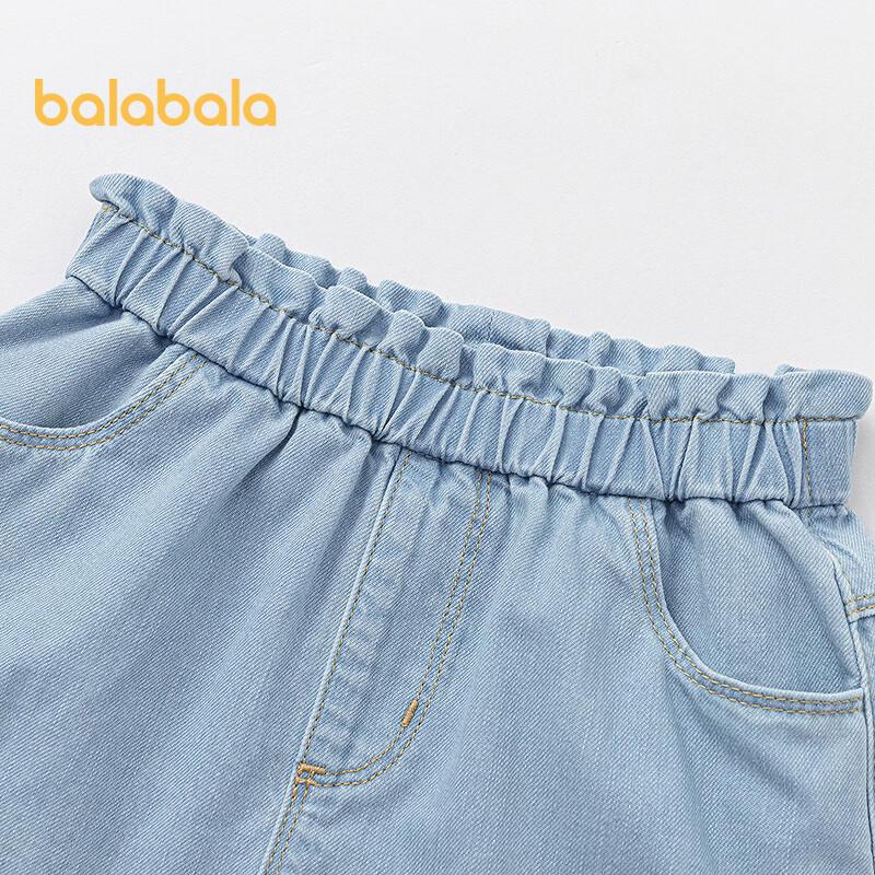 Джинсовые шорты Balabala для девочек А-силуэта с оборками на талии