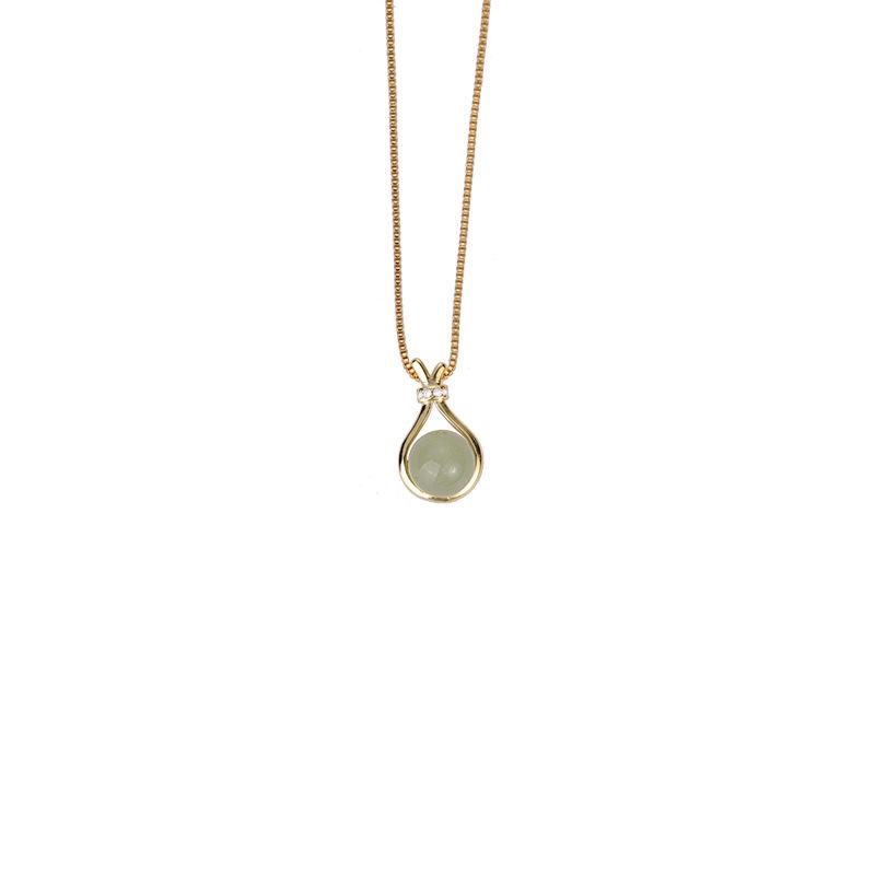 Hetian Jade Titanium Steel Necklace - Women's Versatile Pendant Luxury Clavicle Chain Choker.