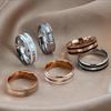 18K Rose Gold Ceramic Titanium Steel Couple Ring