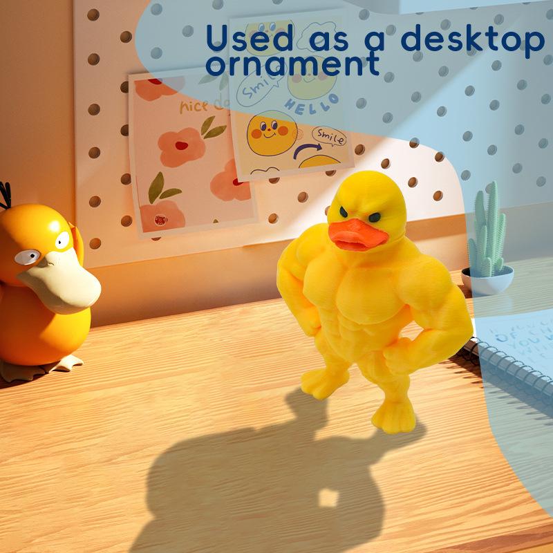 Статуэтка Утки с Мышцами 3D Настольный Декор Милая Фигурка для Книжной Полки Причудливая Домашняя Аксессуар Подарок на Вечеринку Забавный Подарок для Детей и Взрослых