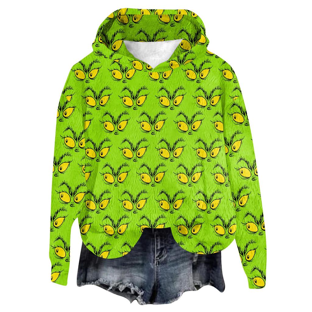 Женская фланелевая толстовка с капюшоном и длинными рукавами с рождественским принтом