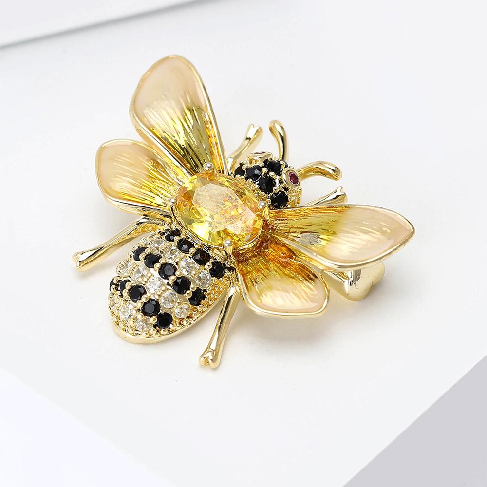 Брошь-булавка в виде пчелы из кристаллов, броши в виде пчелы из страз, золотые тона, ювелирные изделия в подарок на вечеринку