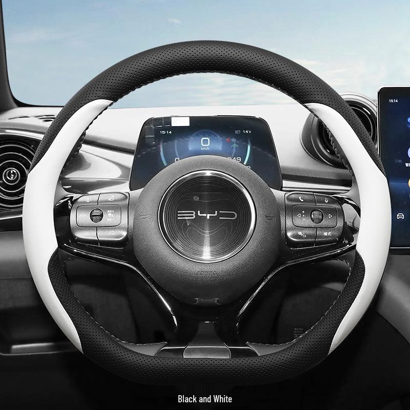 Чехол на руль BYD Seagull & Dolphin: Ультратонкая натуральная кожа, Без швов, Стильный интерьер автомобиля для женщин