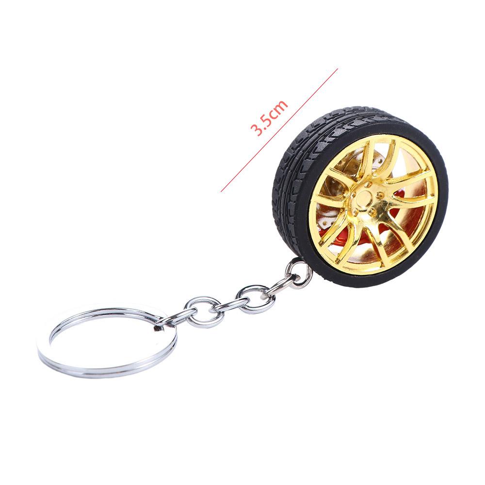 Zinc Zinc Alloy Wheel Rim Rubber Tire Keyring Simulation Tire Car Wheel Keychain Key Chain Car Lover Gifts