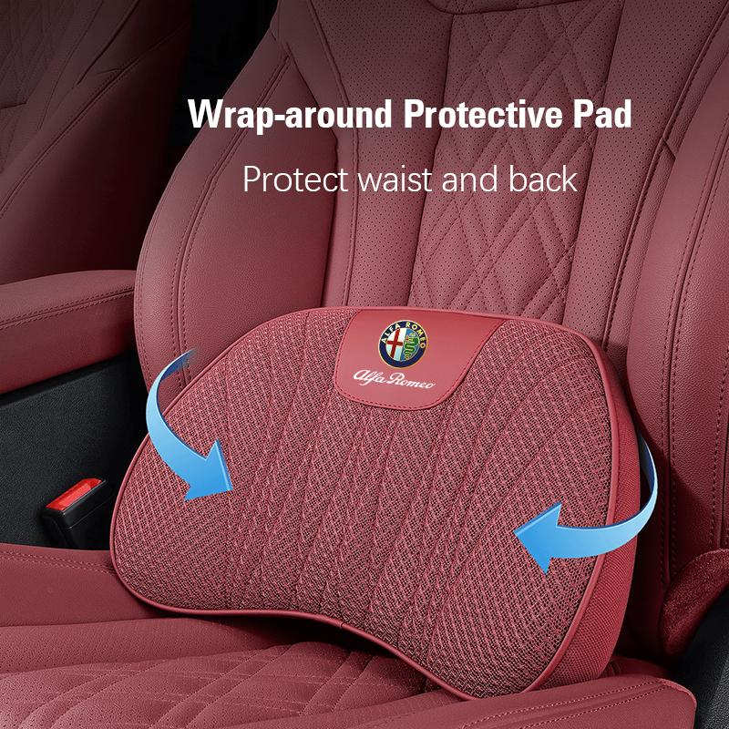 Ice Silk Car Seat Covers Auto Headrest Neck Pillow Lumbar Support For Alfa Romeo Giulietta Mito 159 Giulia Stelvio 156 147 TonalTM6