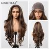 LOUIS FERRE Парики из кружева HD 13x6, синтетический черный парик, длинные волнистые парики с детскими волосами для женщин, повседневные парики из термостойкого волокна для вечеринок