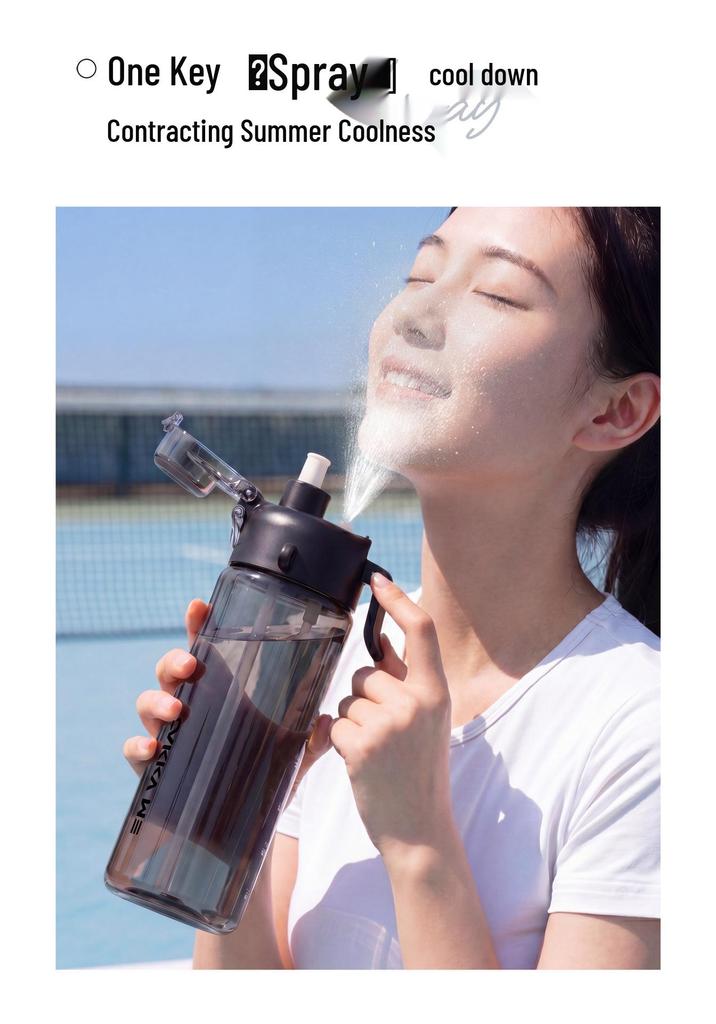 Second Gen Double Drink Spray Sports Cup: Stylish Summer Straw Bottle