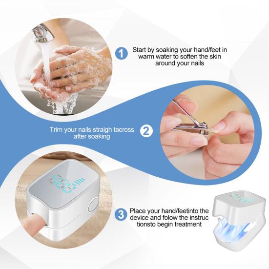 Portable Nail Therapy Lamp 910nm Infrared & 407nm Blue Light for Toenail Health Nail Fungus Treatment Device for Thick Damaged Nails