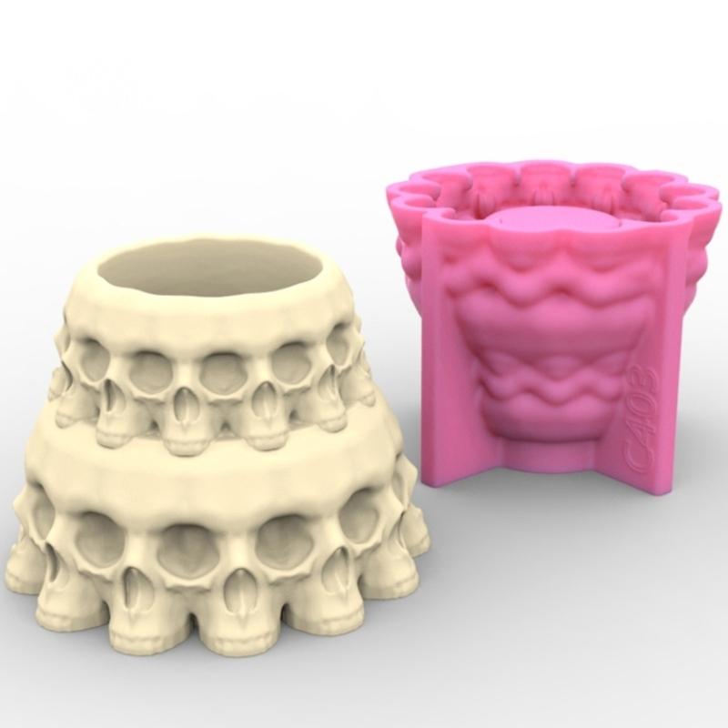 Halloween Skull Head Silicone  Mold Succulent Flowerpot Clay Cement Plaster Molds  Home Garden Flower S Mould