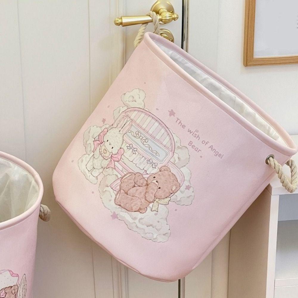 Round Shape Dirty Clothes Basket Cartoon Sundries Storage Basket Laundry Hamper  for Home