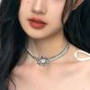 Spaghetii Chain Multilayer Necklace Silver Star Y2K Choker Fashion Metal Choker Party