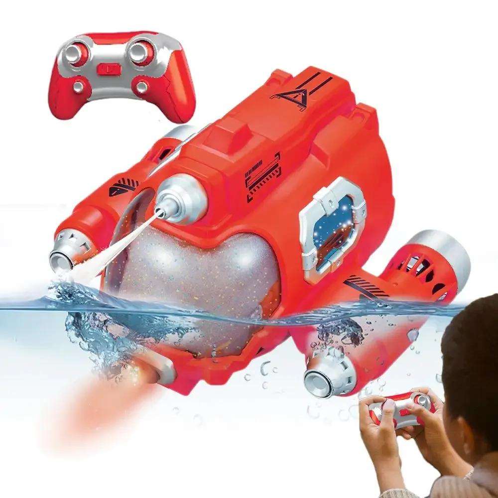 Non-Toxic Rc Submarine Boat With Water Gun Remote Control Boats For Pool Bathtub Water Toys Rc Ship 360 Rotation Ship Spray Water Kids