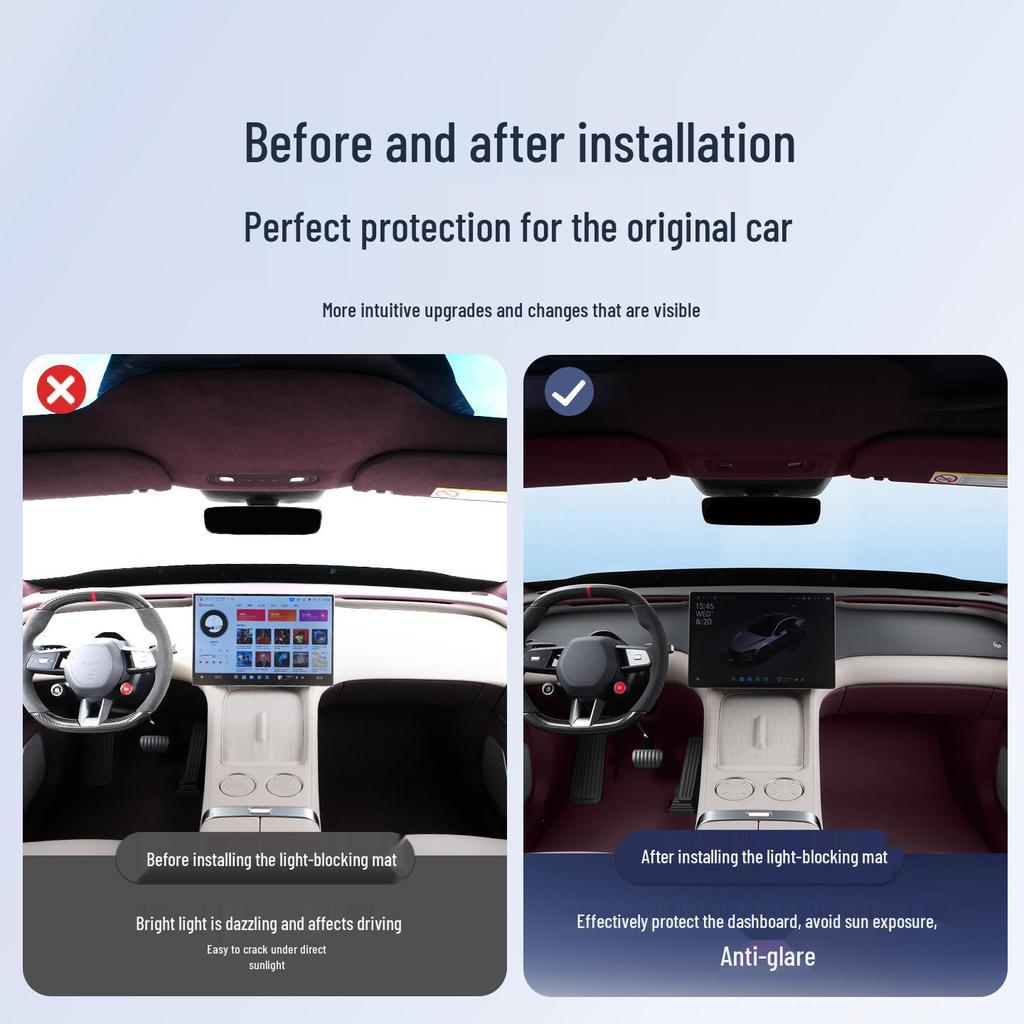 Xiaomi YU7 Dashboard Sunshade: Anti-Glare, Light-Blocking Mat for Center Console Protection.