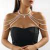 Multi Layer Imitation Pearl Shoulder Chain Beads Bridal Tassel Necklace  Banquet Parties