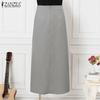 ZANZEA Women Elegant High Waist Casual Pleated Maxi Skirts Plus Size