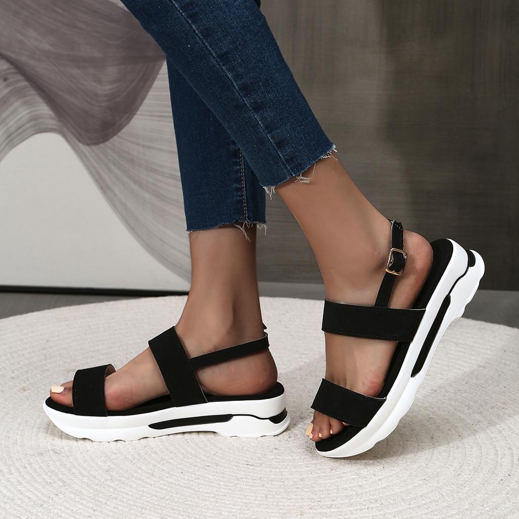 Fashion Buckle Platform Sandals Women's 2024 Summer Thick Sole Non-Slip Sandalias Mujer Outdoor Lightweight Sports Sandals White