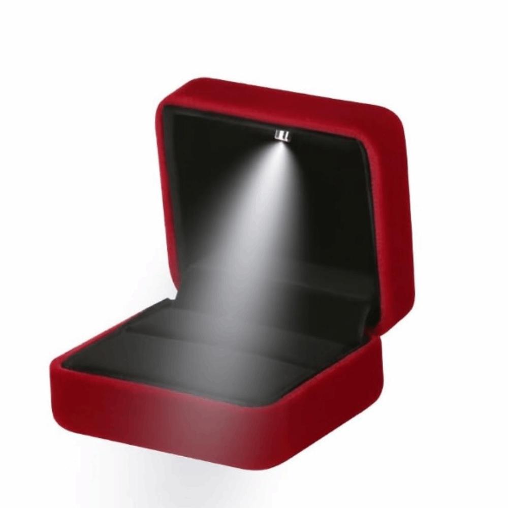 Velvet Ring Holder Case Square Shape Jewelry Organizer Box LED Ring Jewelry Box Anniversary