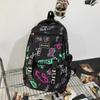 Школьный рюкзак для средней школы, женский, с принтом граффити, мужской, большой вместимости, дорожный рюкзак