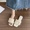 2025 New Super Fire French Flat-bottomed Cool Slippers Women's Summer Wear Fashion High-end Sense Small Fragrant Style Going Out Beach Shoes