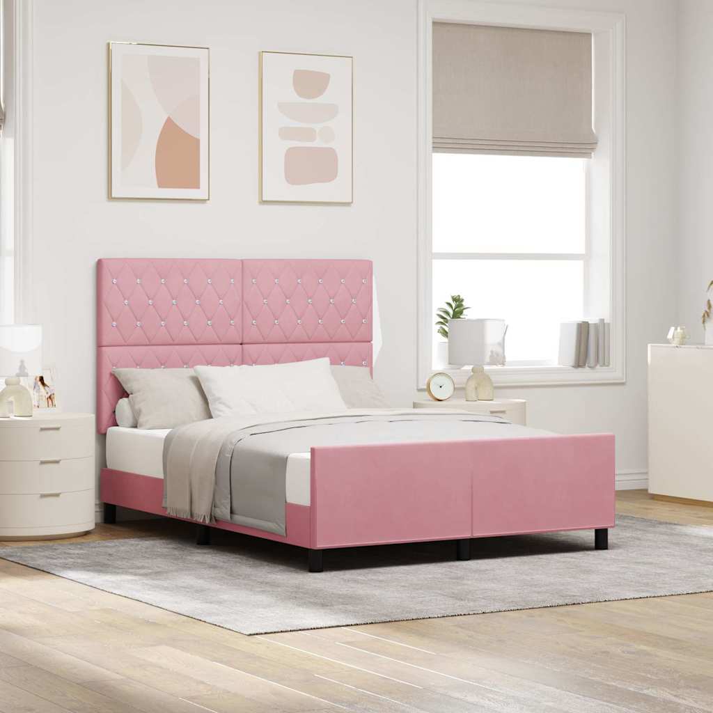 Boxspring Bed with Headboard Pink 140 x 190 cm Velvet