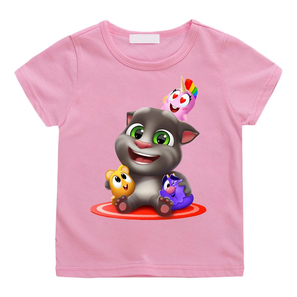 Футболка Talking Tom Game Игровая Повседневная 100% Хлопковая Футболка Мальчики/девочки 6-12 лет Мальчик Футболки Детская Футболка с Графическим Принтом Одежда