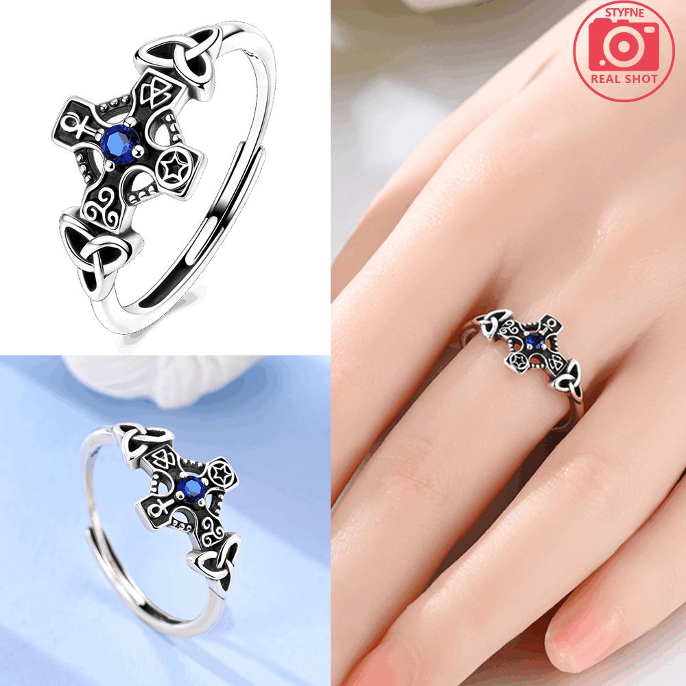 Аутентичное Оригинальное Медное Металлическое Темно-синее Циркониевое Кольцо-Крест Кельтский Узел Звезда Открытое Кольцо Деликатный Аксессуар Для Юбилея Высококачественное Тонкое Ювелирное Изделие