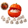 Creative Pumpkin Container Bucket with Mini Ghosts, Halloween Candy Bowl, Cute Ghost Figurine Figurines, Party Snack Holder for Farmhouse Home