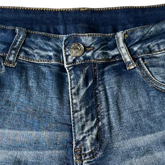 Рваные джинсовые шорты для женщин, средняя талия, подвернутые манжеты, эластичные джинсовые шорты, лето