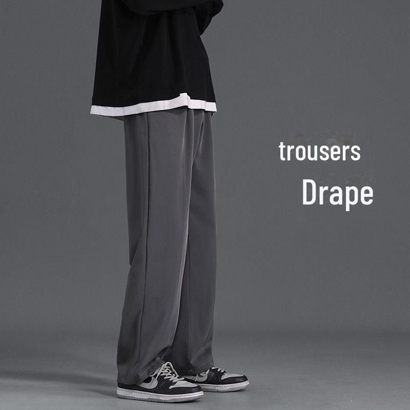 Мужские брюки свободного покроя Nine-Point в гонконгском стиле с широкими штанинами