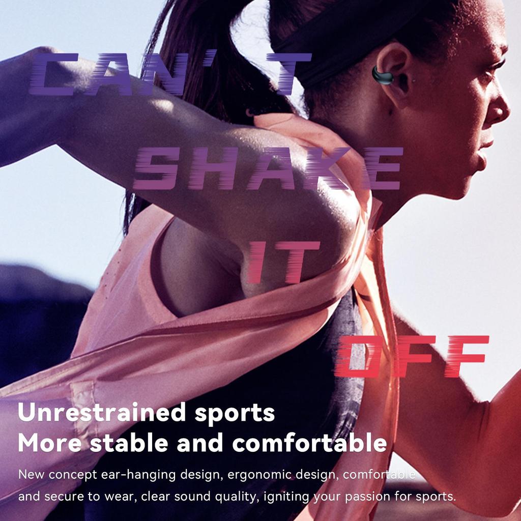 VAORLO Беспроводные наушники с низкой задержкой, клипсы для ушей, безболезненное ношение, стерео музыка с микрофоном, цифровой дисплей для всех смартфонов