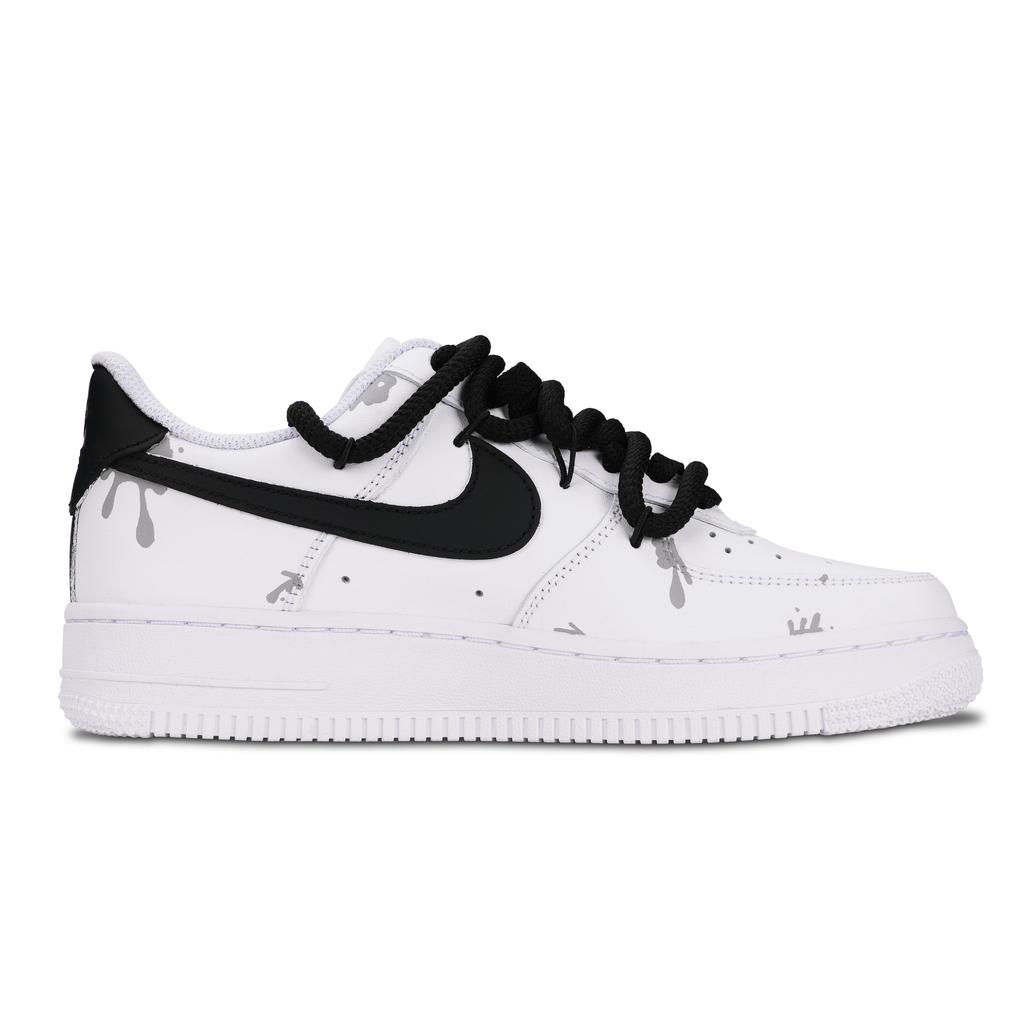 Nike Air Force 1 Graffiti Slip Resistant Abrasion Resistant Low top Skateboard Shoes Unisex White Black DD8959-100(Team1001-)