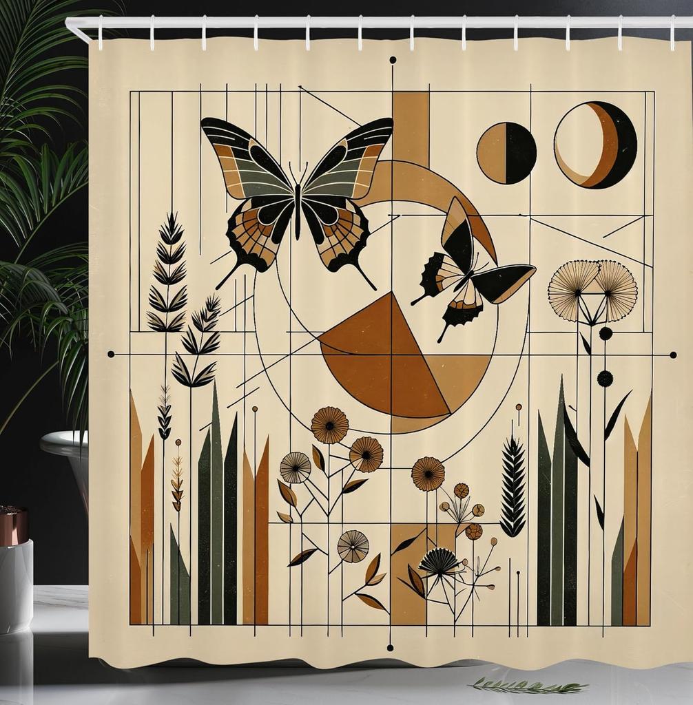 Oriental Atmosphere Warm Tone Mandala Gorgeous Life Tree Shower Curtain, Fabric Bathroom Decorative Shower Curtain With Hook