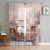 Рождественский снежный пейзаж Снежинки Гном Розовая пряжа Шторы на окна Тюль Шторы для гостиной Кухня Прозрачные вуалевые шторы