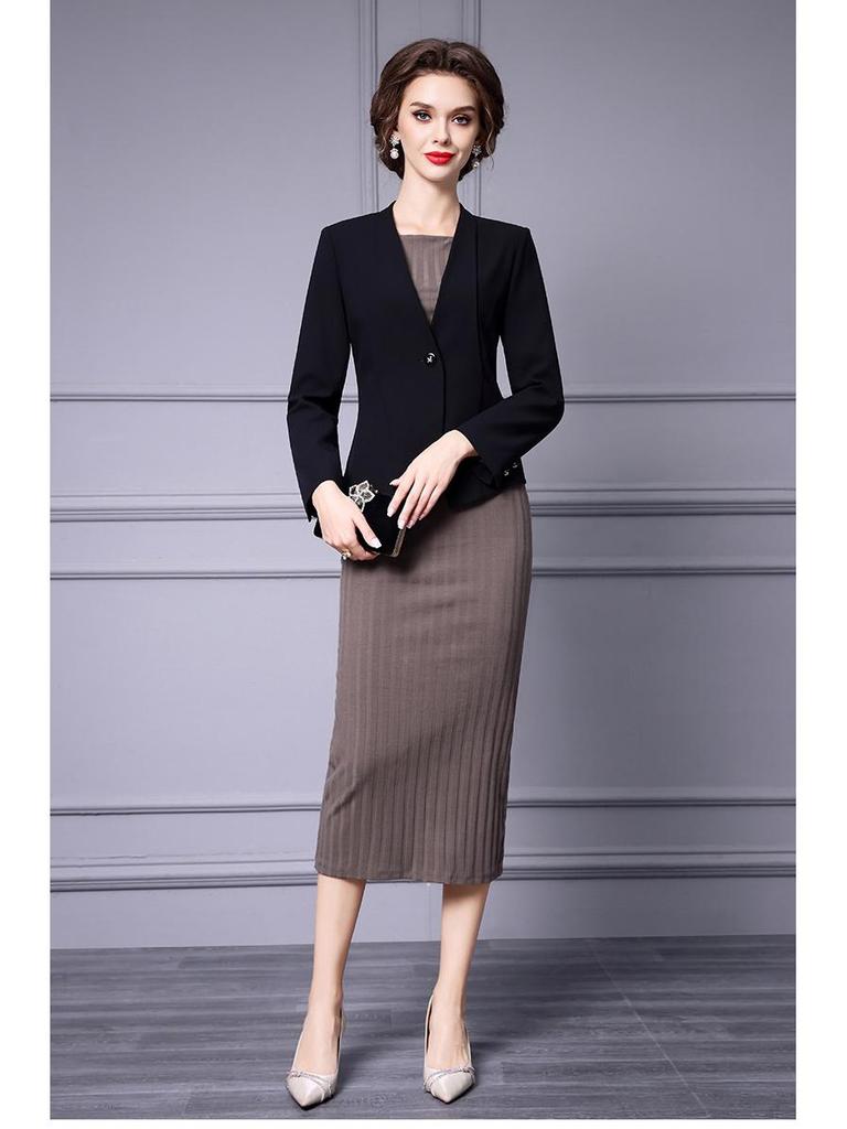 Женский тонкий черный пиджак Zhili - элегантная, стильная мода весны 2025 года