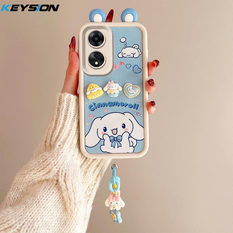 KEYSION Чехол с милым 3D-мультяшным рисунком для OPPO A58 A38 A18 с браслетом, мягкий силиконовый противоударный чехол для телефона OPPO A17 A17K