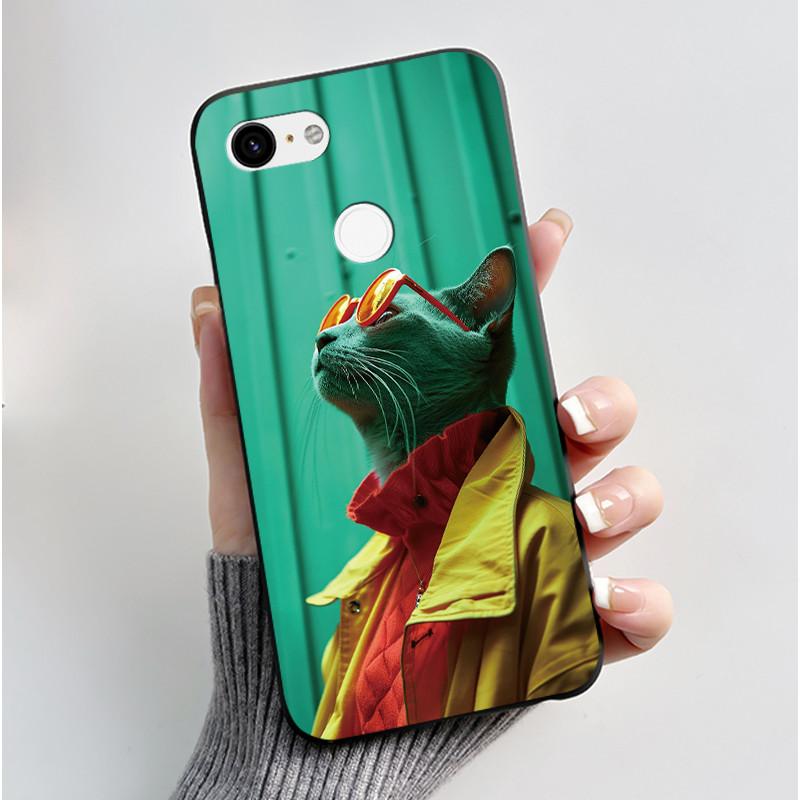 Phone Cases For Google Pixel 3 XL Case Cute Cat Cartoon Silicone Soft Black Coque for Google Pixel 3 XL Pixel3 3XL Bumper Cover