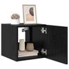 Wall Mounted TV Cabinet with LED Lighting Black Oak Effect 30.5 x 35 x 30 cm