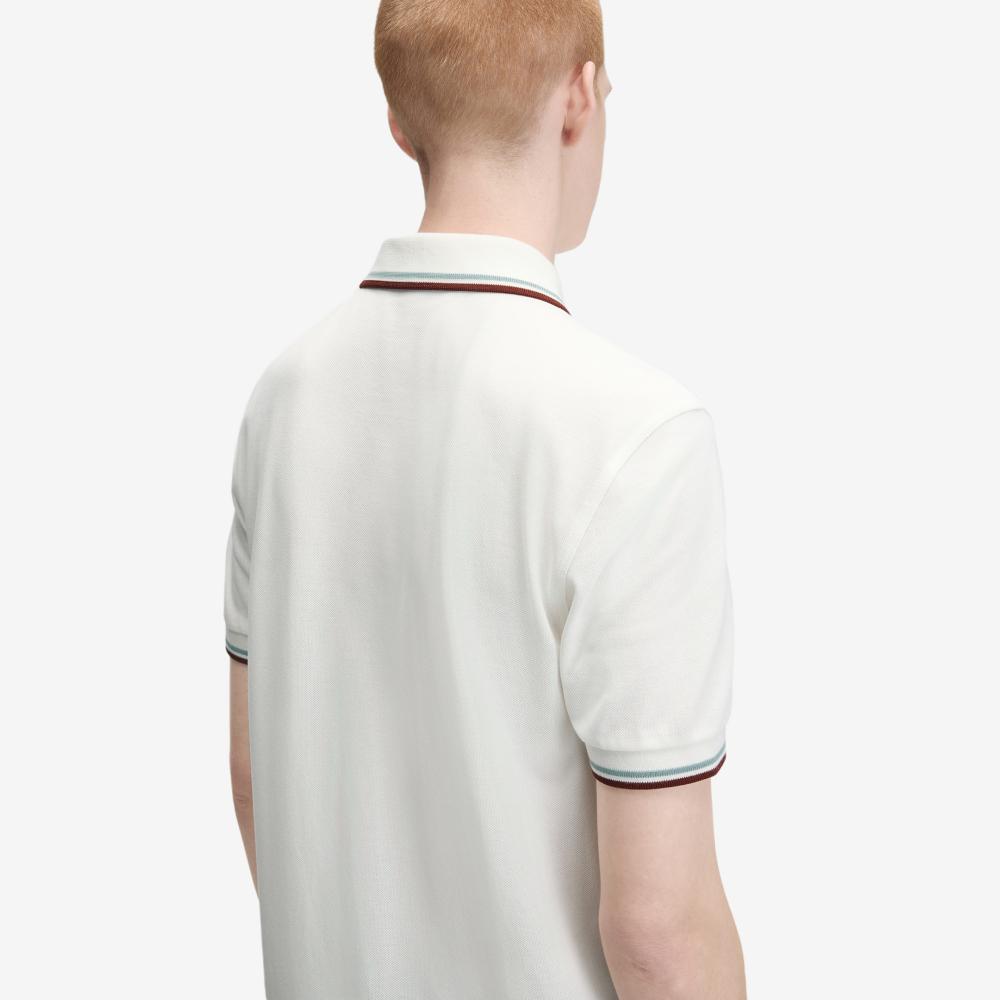 Fred Perry [M3600] Рубашка Fred Perry с двойным воротником - Снежно-белый/Серебристо-синий/Бренди Afpm2G33600-67C