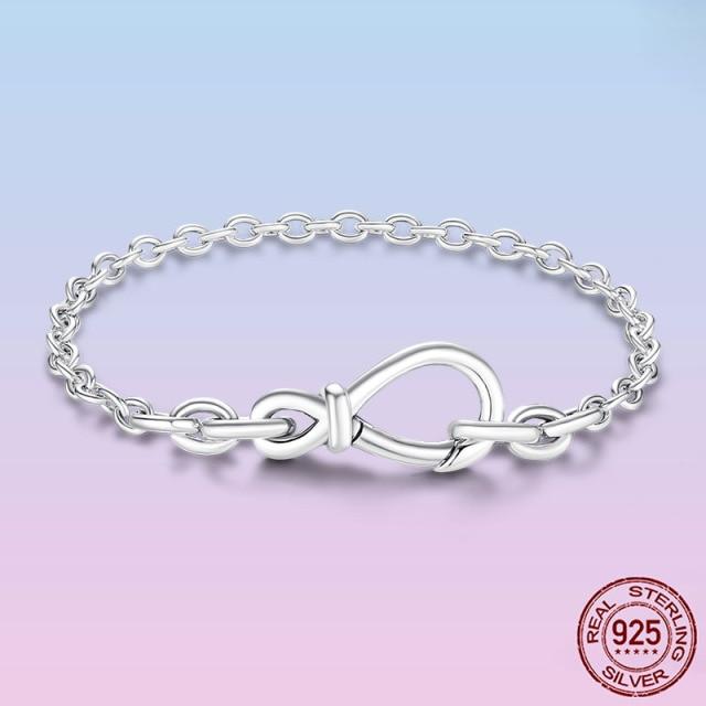 Элегантный браслет Pulseira из стерлингового серебра 925 пробы, браслет-цепочка в виде змеи бесконечности для женщин, оригинальный подарок в виде бусин с подвесками