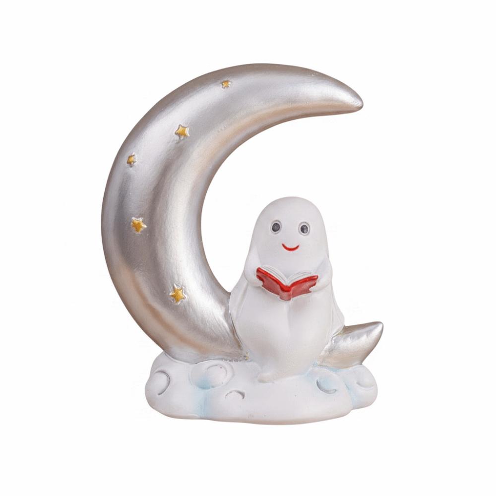 Compact Size Ghost Moon Table Decor Non Glowing Halloween Resin Ornament Book Lovers
