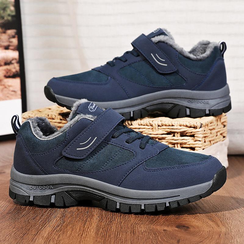 Мужские зимние ботинки новые без застежек-липучек для среднего и пожилого возраста хлопковые ботинки с набивным утолщенным теплым и здоровым утеплителем сноубутсы